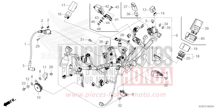 WIRE HARNESS for MSX GROM A MAT GUNPOWDER BLACK METALLIC (NH436) from 2024